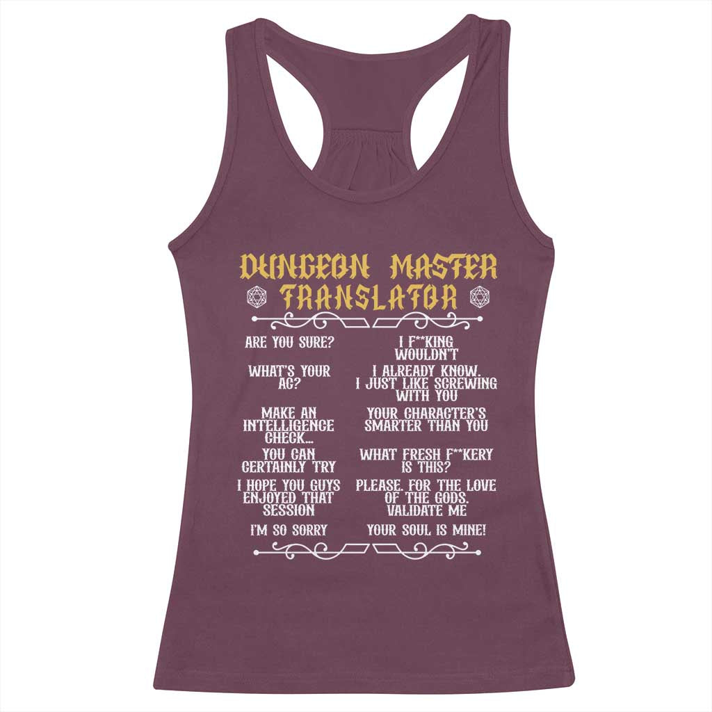 Dungeon Master Translator RPG Humor Racerback Tank Top Sarcastic Tabletop Roleplay Game Masters and Players - Wonder Print Shop