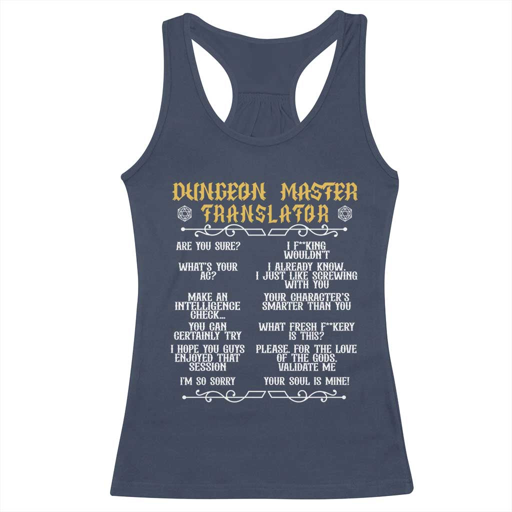 Dungeon Master Translator RPG Humor Racerback Tank Top Sarcastic Tabletop Roleplay Game Masters and Players - Wonder Print Shop