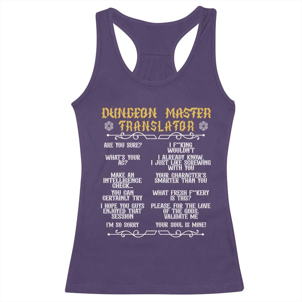 Dungeon Master Translator RPG Humor Racerback Tank Top Sarcastic Tabletop Roleplay Game Masters and Players - Wonder Print Shop