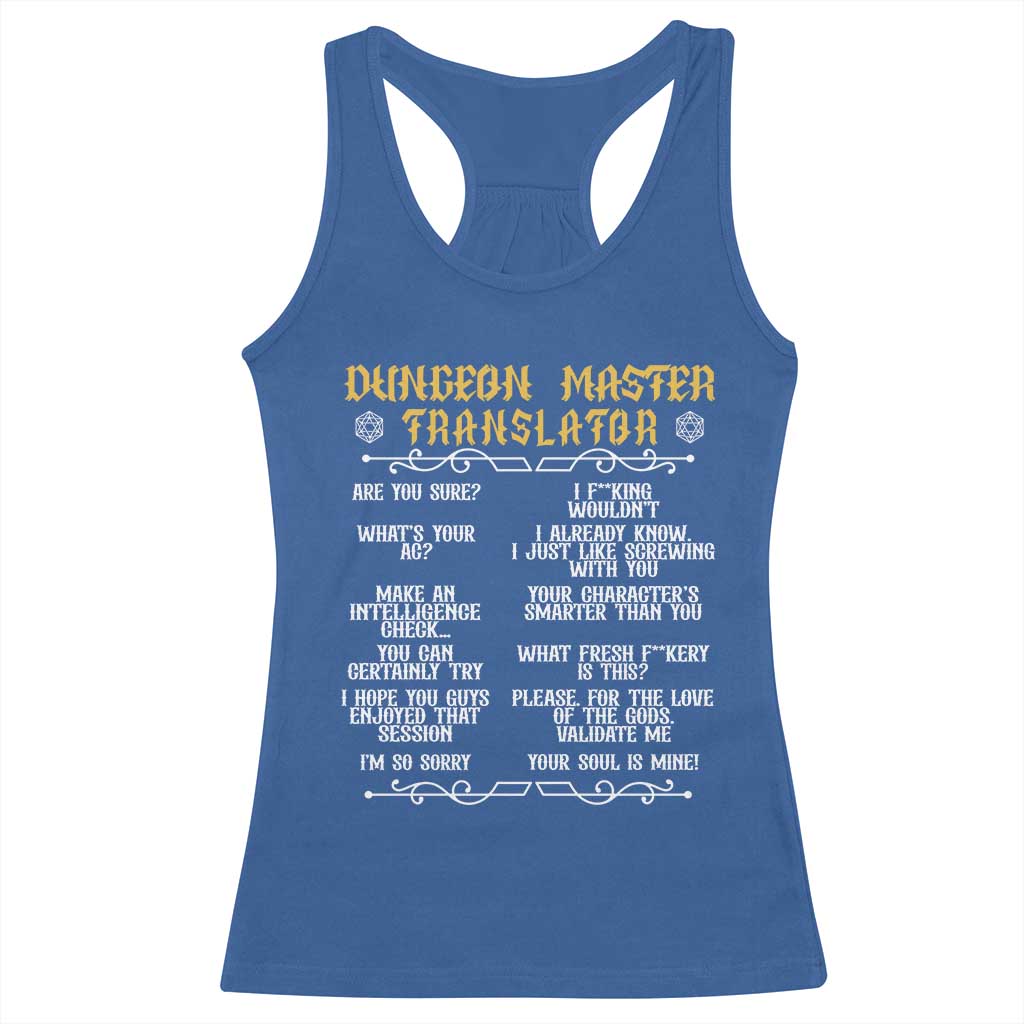 Dungeon Master Translator RPG Humor Racerback Tank Top Sarcastic Tabletop Roleplay Game Masters and Players - Wonder Print Shop