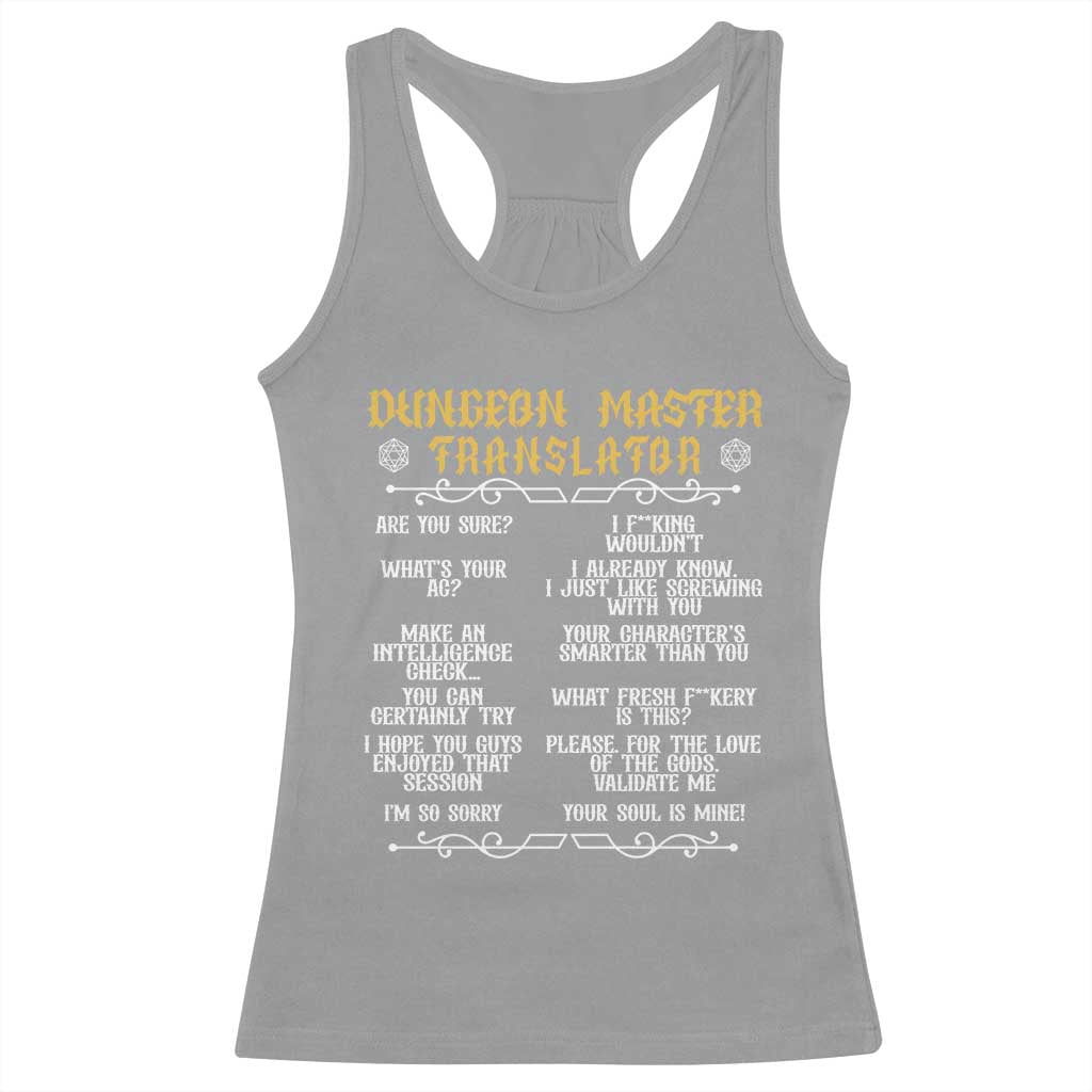 Dungeon Master Translator RPG Humor Racerback Tank Top Sarcastic Tabletop Roleplay Game Masters and Players - Wonder Print Shop