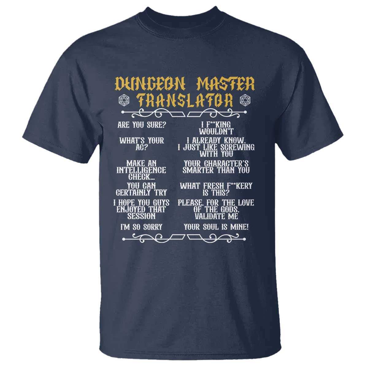 Dungeon Master Translator RPG Humor T Shirt Sarcastic Tabletop Roleplay Game Masters and Players - Wonder Print Shop