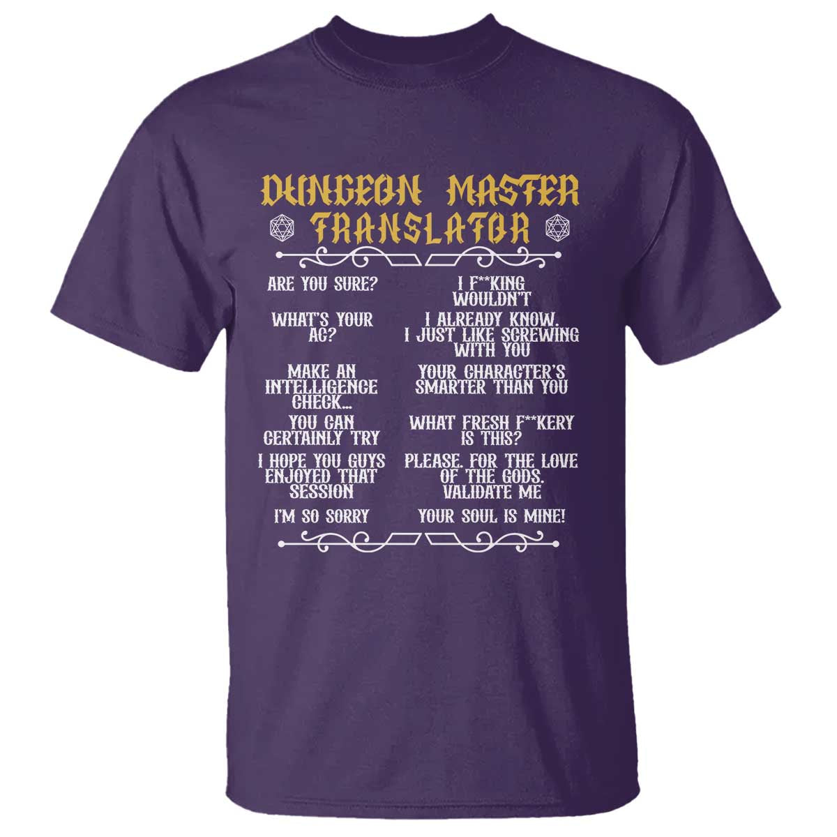 Dungeon Master Translator RPG Humor T Shirt Sarcastic Tabletop Roleplay Game Masters and Players - Wonder Print Shop