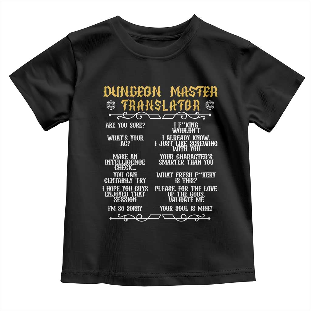 Dungeon Master Translator RPG Humor Toddler T Shirt Sarcastic Tabletop Roleplay Game Masters and Players - Wonder Print Shop