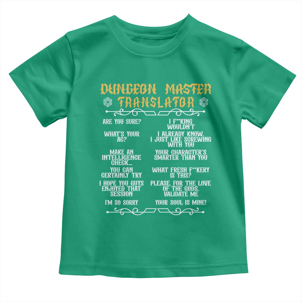 Dungeon Master Translator RPG Humor Toddler T Shirt Sarcastic Tabletop Roleplay Game Masters and Players - Wonder Print Shop
