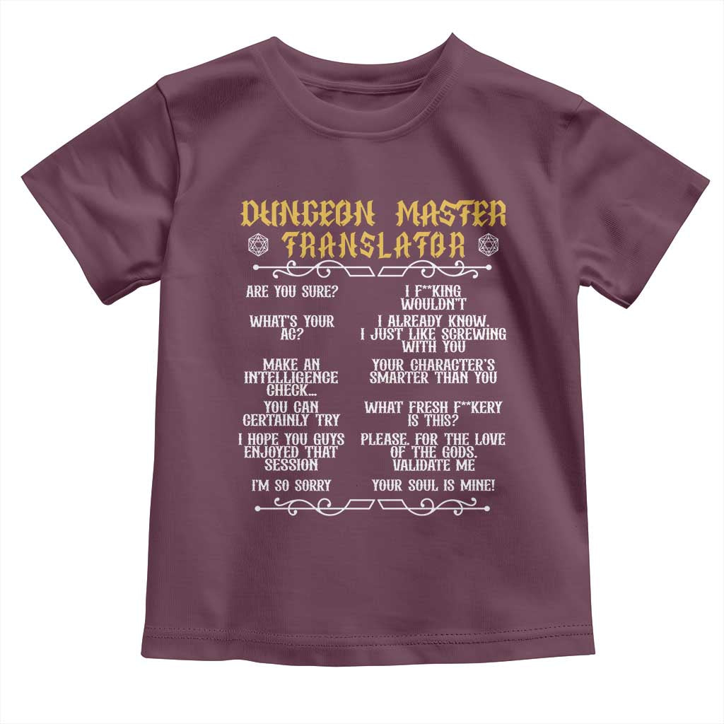 Dungeon Master Translator RPG Humor Toddler T Shirt Sarcastic Tabletop Roleplay Game Masters and Players - Wonder Print Shop
