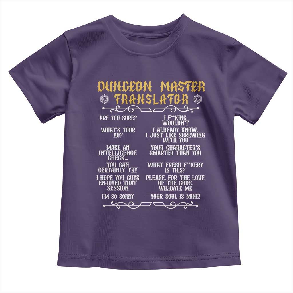 Dungeon Master Translator RPG Humor Toddler T Shirt Sarcastic Tabletop Roleplay Game Masters and Players - Wonder Print Shop