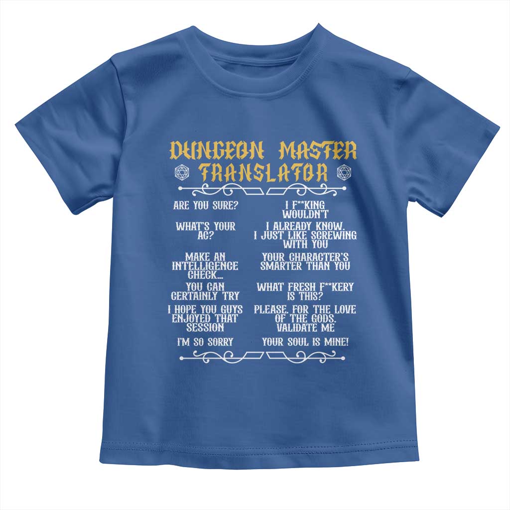 Dungeon Master Translator RPG Humor Toddler T Shirt Sarcastic Tabletop Roleplay Game Masters and Players - Wonder Print Shop