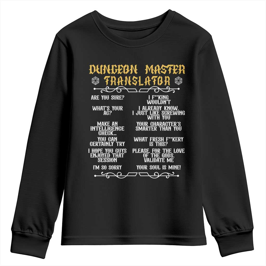 Dungeon Master Translator RPG Humor Youth Sweatshirt Sarcastic Tabletop Roleplay Game Masters and Players - Wonder Print Shop