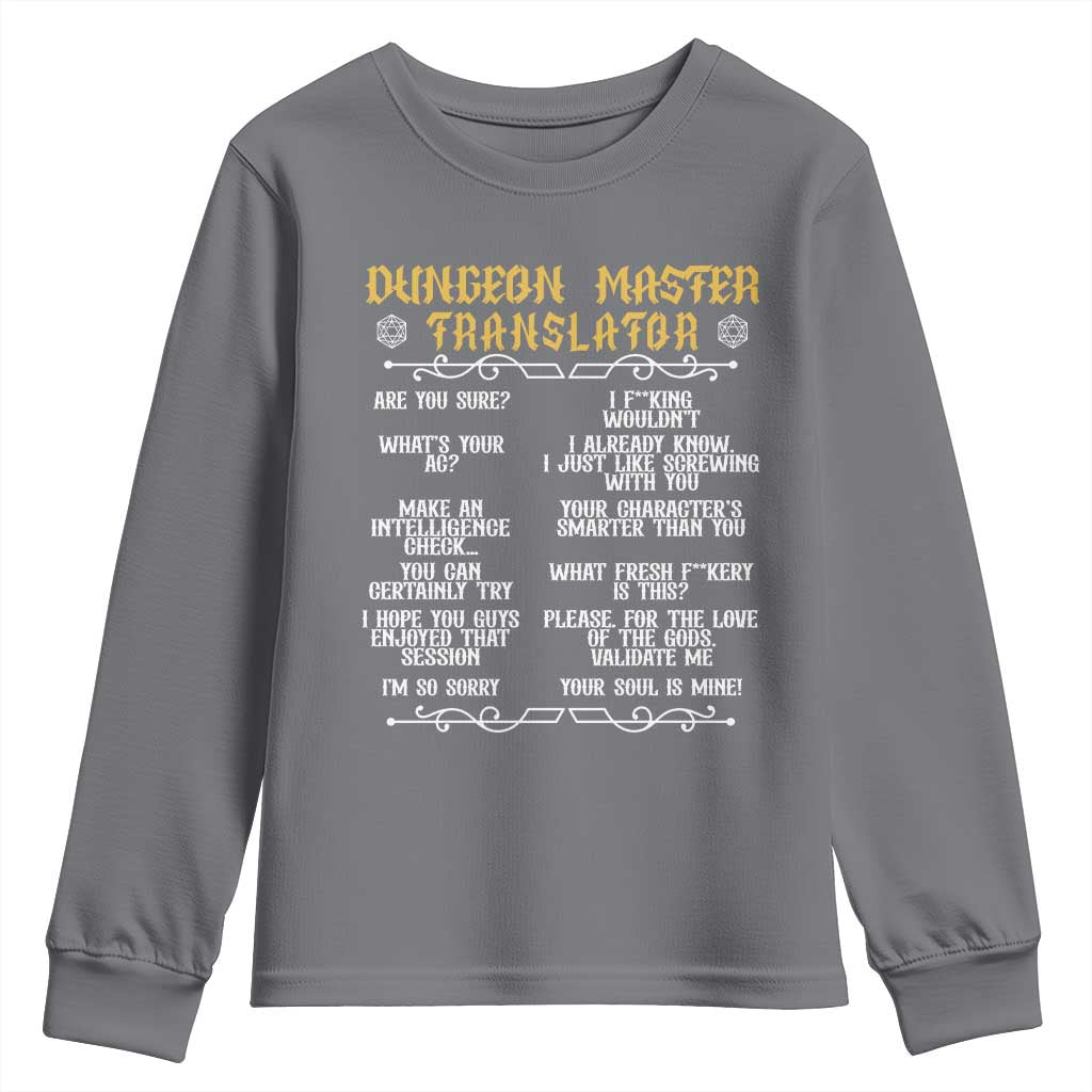 Dungeon Master Translator RPG Humor Youth Sweatshirt Sarcastic Tabletop Roleplay Game Masters and Players - Wonder Print Shop