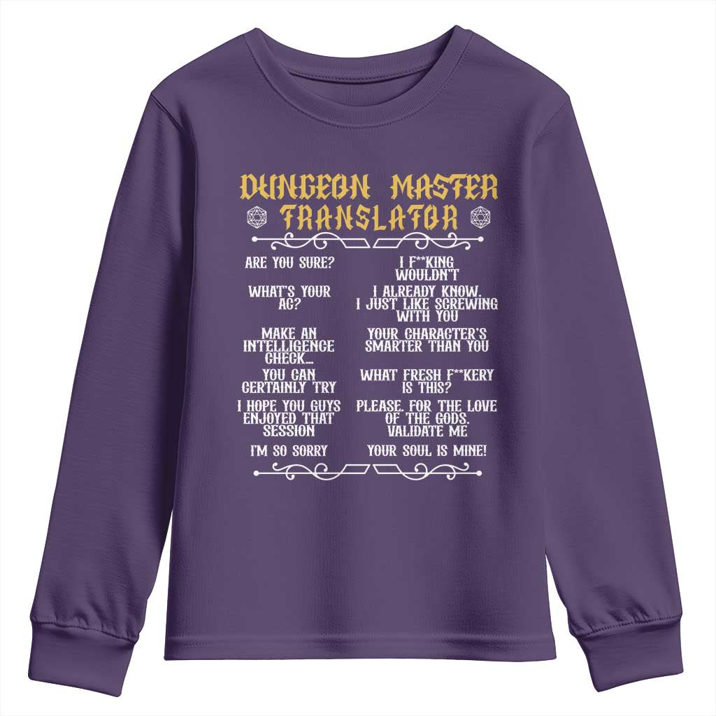 Dungeon Master Translator RPG Humor Youth Sweatshirt Sarcastic Tabletop Roleplay Game Masters and Players - Wonder Print Shop
