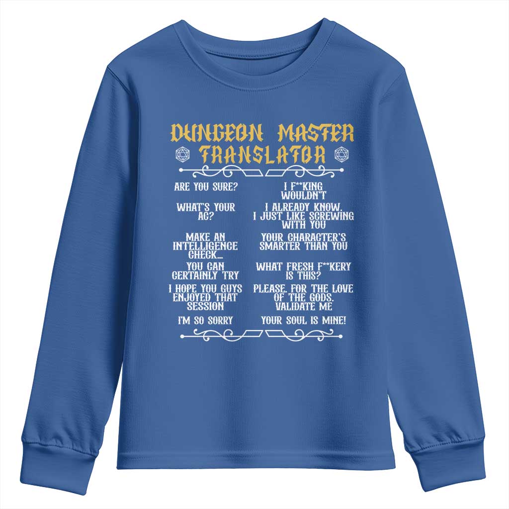 Dungeon Master Translator RPG Humor Youth Sweatshirt Sarcastic Tabletop Roleplay Game Masters and Players - Wonder Print Shop