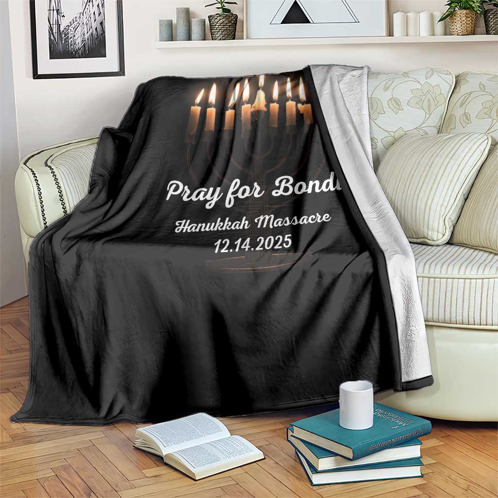 Pray for Bondi Australia Hanukkah Dec 14 2025 Throw Blanket Menorah Lights Jewish Faith Memorial - Wonder Print Shop