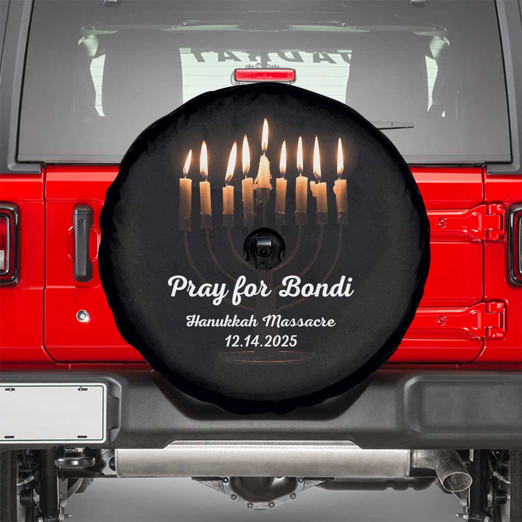 Pray for Bondi Australia Hanukkah Dec 14 2025 Spare Tire Cover Menorah Lights Jewish Faith Memorial - Wonder Print Shop