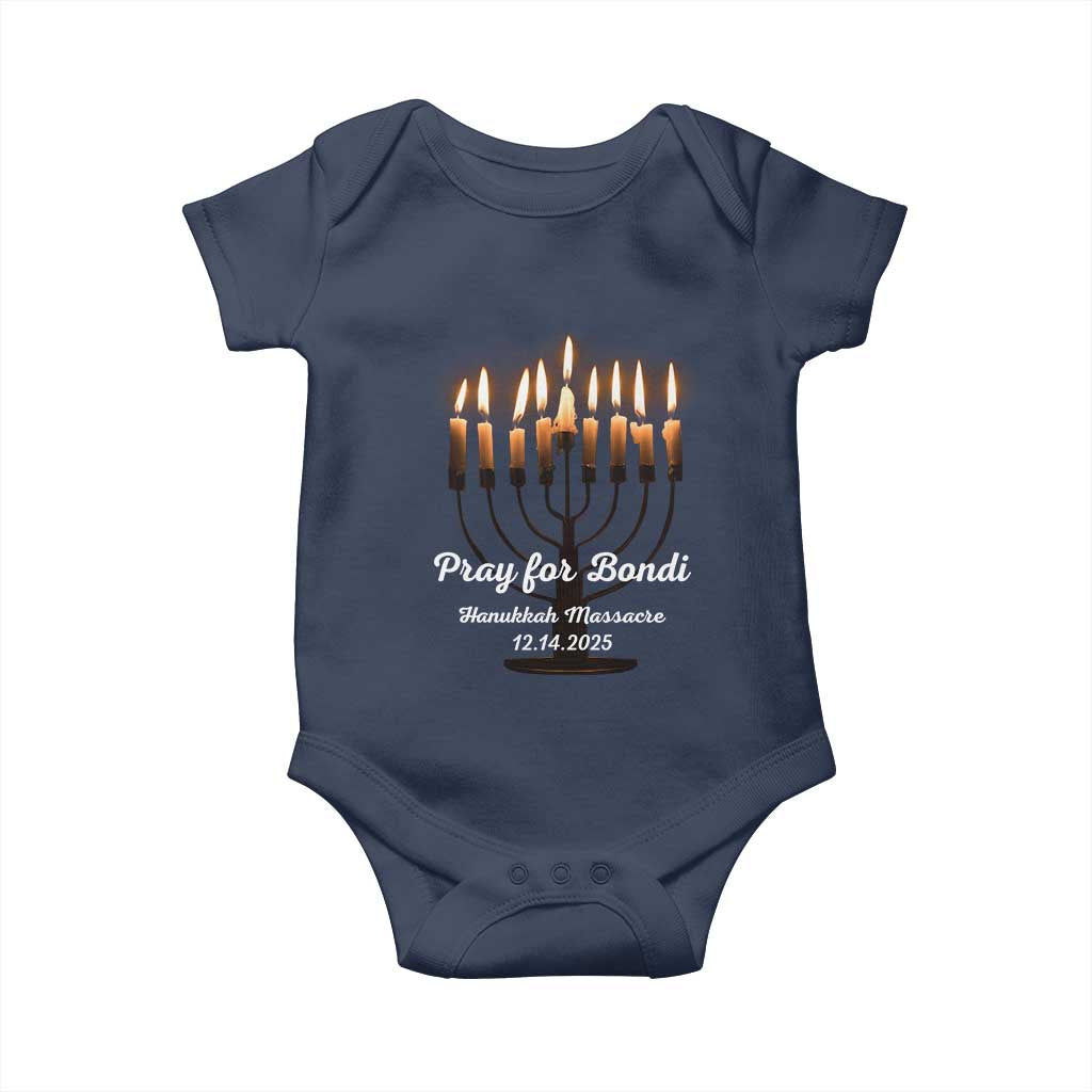 Pray for Bondi Australia Hanukkah Dec 14 2025 Baby Onesie Menorah Lights Jewish Faith Memorial - Wonder Print Shop