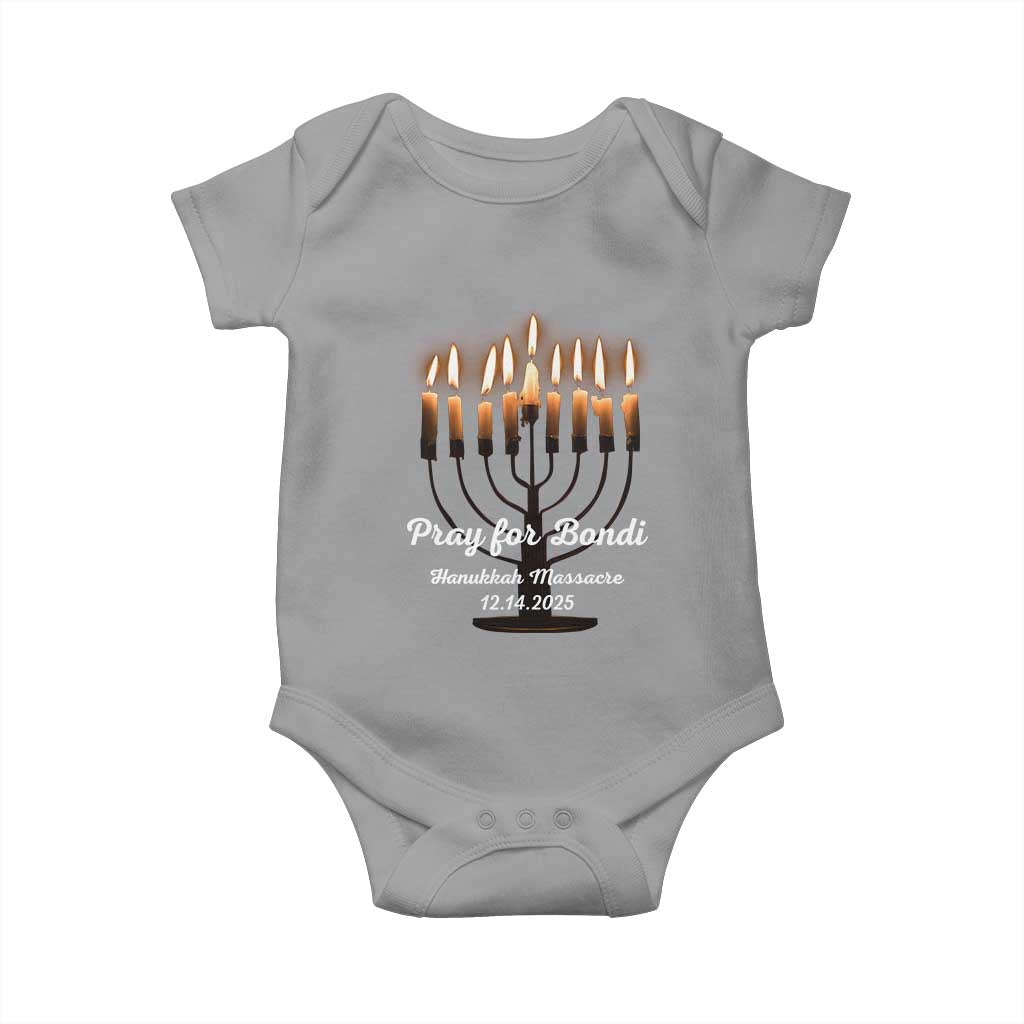 Pray for Bondi Australia Hanukkah Dec 14 2025 Baby Onesie Menorah Lights Jewish Faith Memorial - Wonder Print Shop