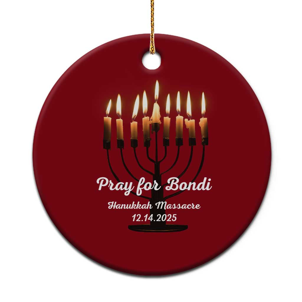 Pray for Bondi Australia Hanukkah Dec 14 2025 Ceramic Ornament Menorah Lights Jewish Faith Memorial - Wonder Print Shop