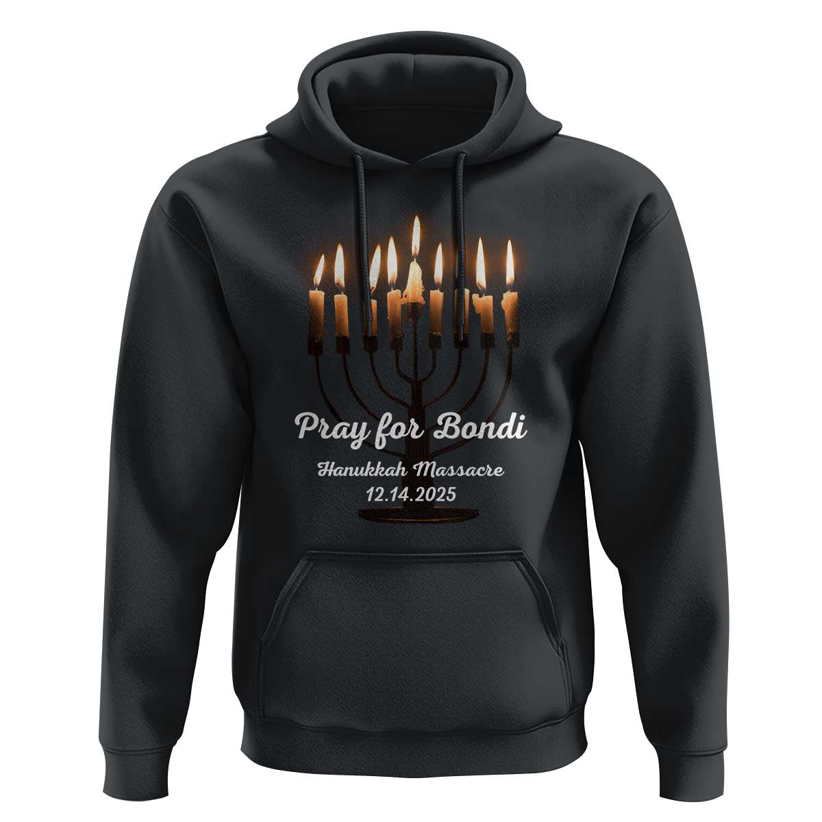Pray for Bondi Australia Hanukkah Dec 14 2025 Hoodie Menorah Lights Jewish Faith Memorial - Wonder Print Shop