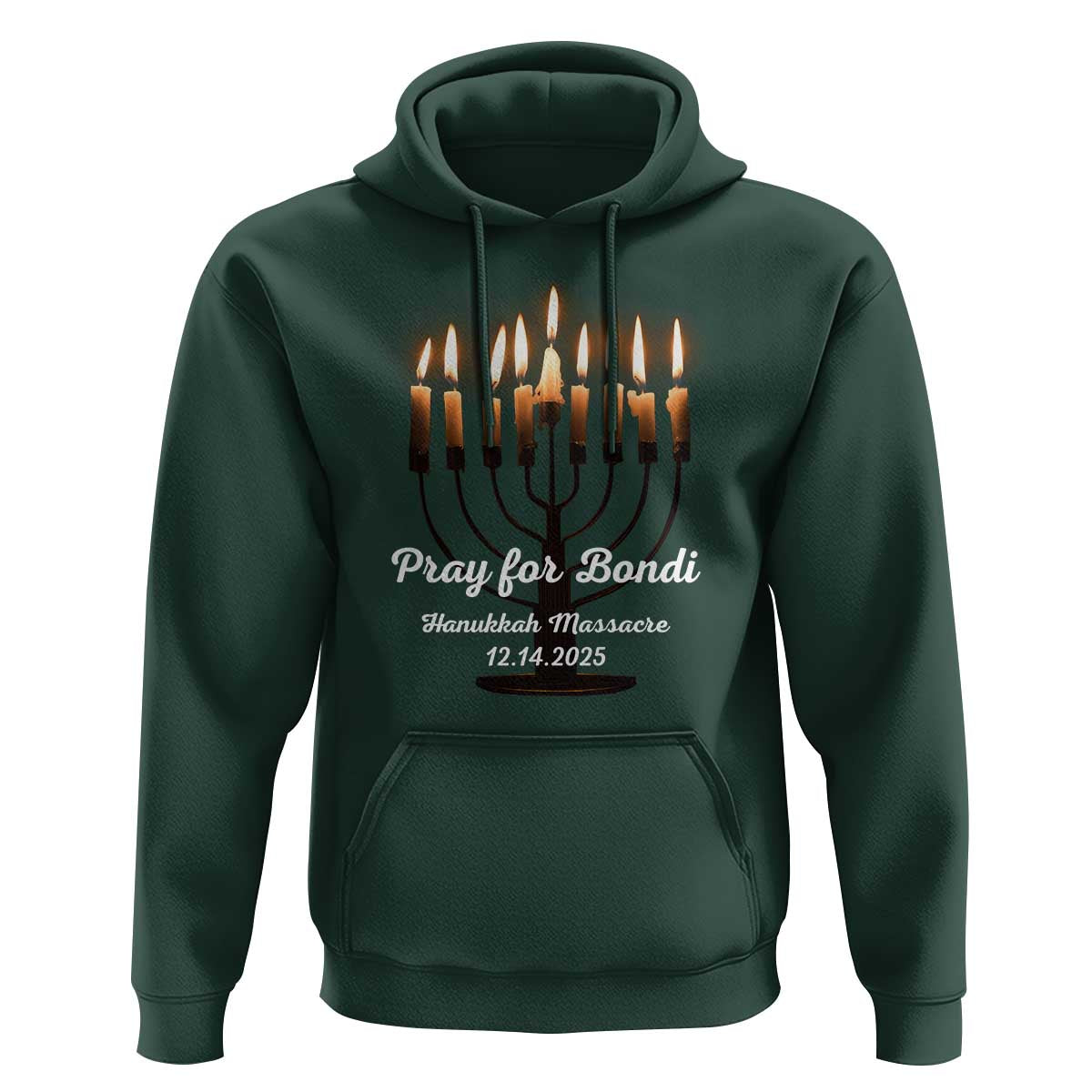 Pray for Bondi Australia Hanukkah Dec 14 2025 Hoodie Menorah Lights Jewish Faith Memorial - Wonder Print Shop