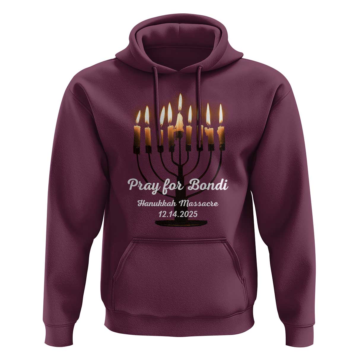 Pray for Bondi Australia Hanukkah Dec 14 2025 Hoodie Menorah Lights Jewish Faith Memorial - Wonder Print Shop
