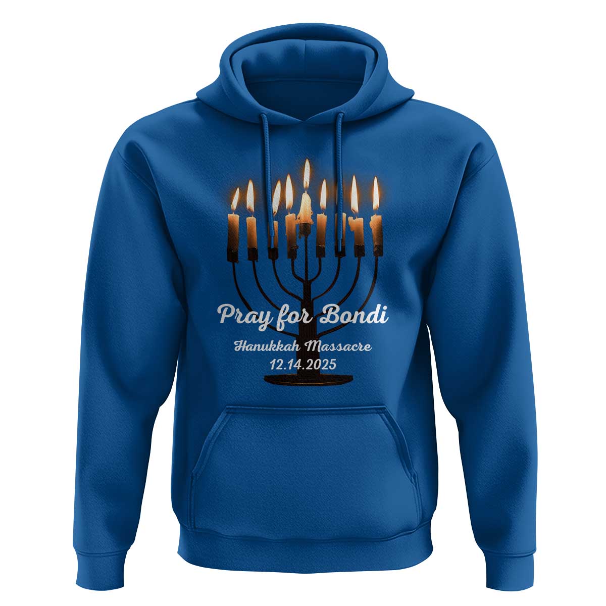 Pray for Bondi Australia Hanukkah Dec 14 2025 Hoodie Menorah Lights Jewish Faith Memorial - Wonder Print Shop