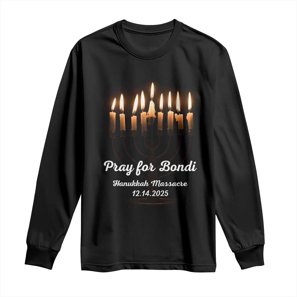Pray for Bondi Australia Hanukkah Dec 14 2025 Long Sleeve Shirt Menorah Lights Jewish Faith Memorial - Wonder Print Shop