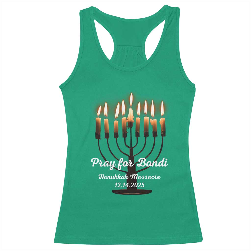 Pray for Bondi Australia Hanukkah Dec 14 2025 Racerback Tank Top Menorah Lights Jewish Faith Memorial - Wonder Print Shop