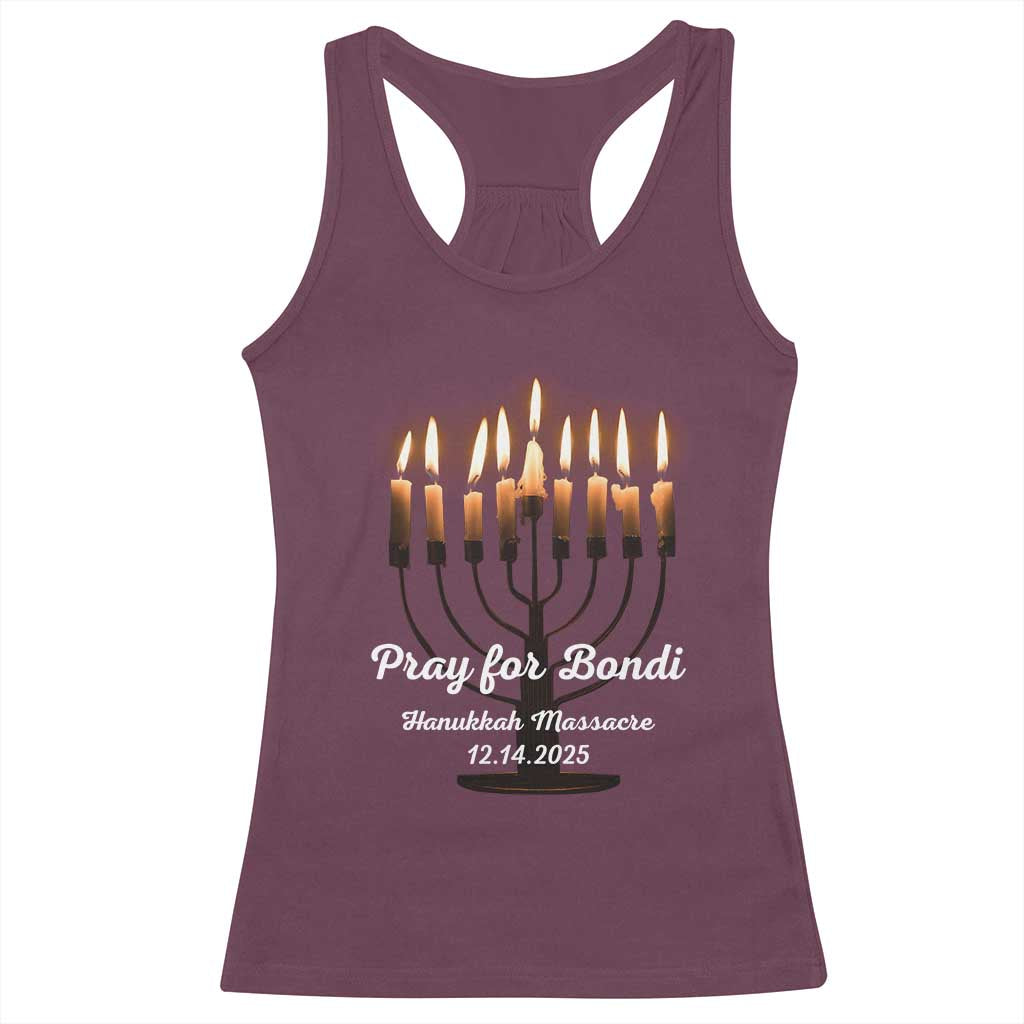 Pray for Bondi Australia Hanukkah Dec 14 2025 Racerback Tank Top Menorah Lights Jewish Faith Memorial - Wonder Print Shop