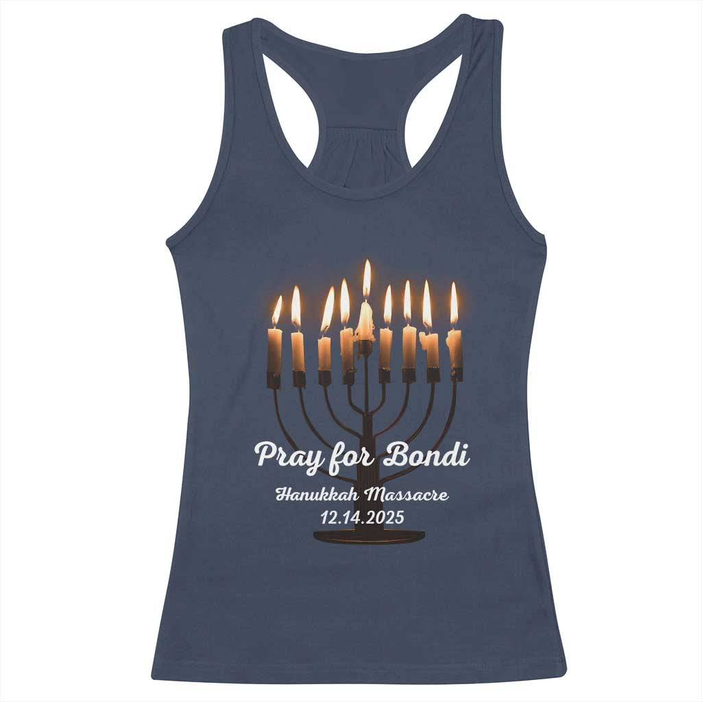 Pray for Bondi Australia Hanukkah Dec 14 2025 Racerback Tank Top Menorah Lights Jewish Faith Memorial - Wonder Print Shop