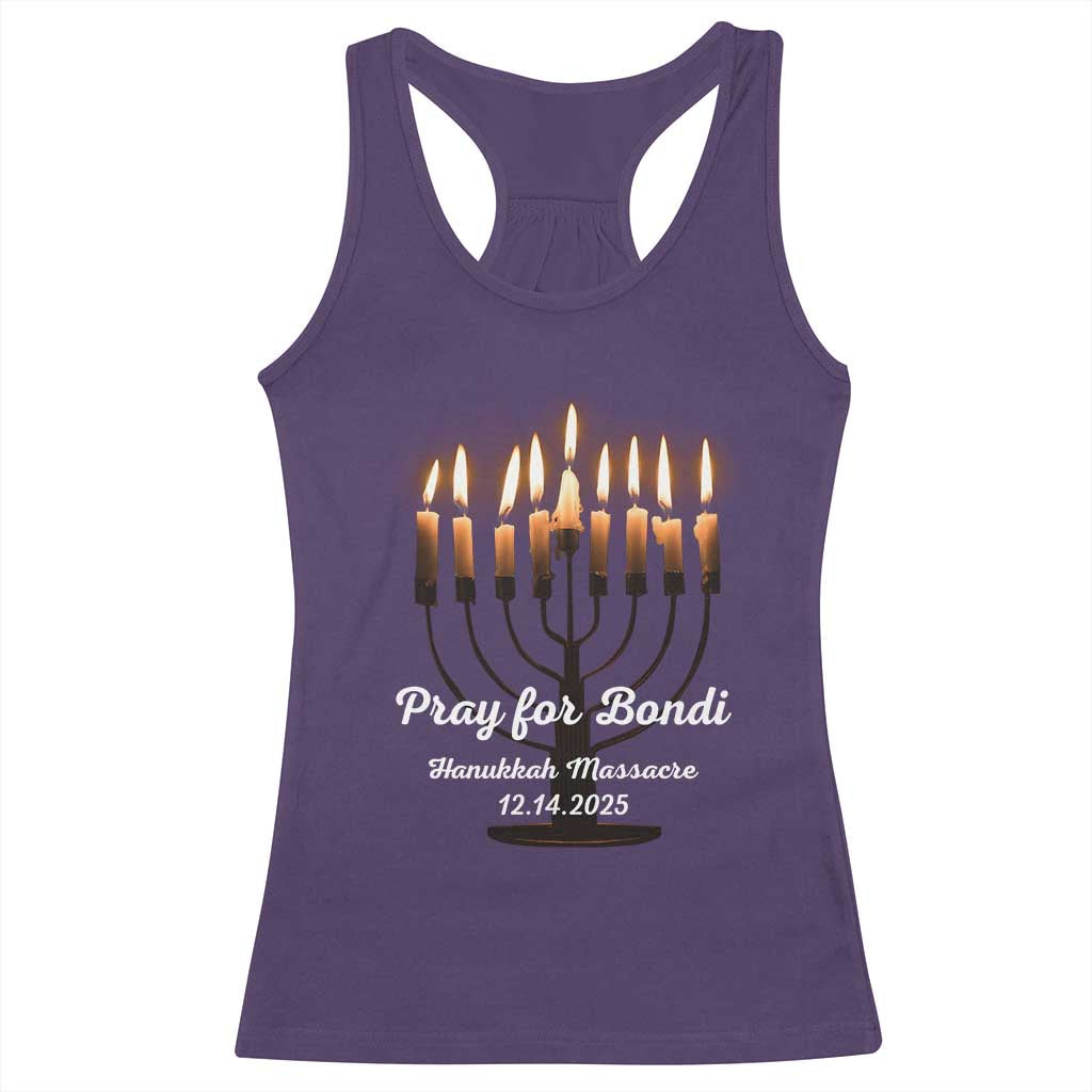 Pray for Bondi Australia Hanukkah Dec 14 2025 Racerback Tank Top Menorah Lights Jewish Faith Memorial - Wonder Print Shop