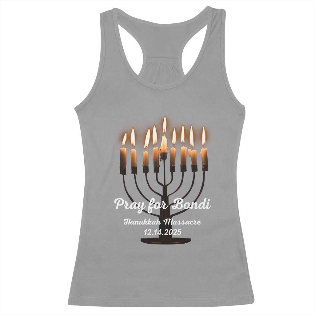 Pray for Bondi Australia Hanukkah Dec 14 2025 Racerback Tank Top Menorah Lights Jewish Faith Memorial - Wonder Print Shop