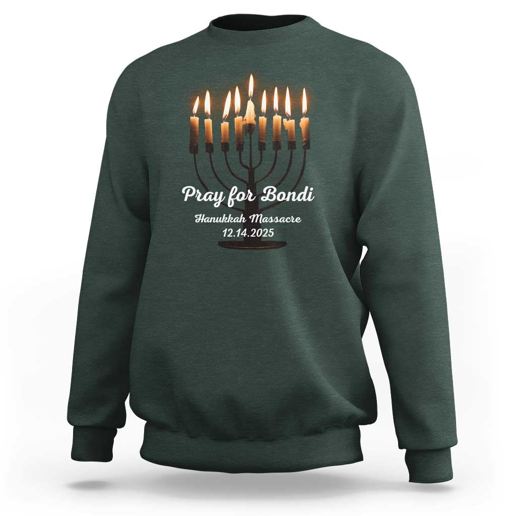 Pray for Bondi Australia Hanukkah Dec 14 2025 Sweatshirt Menorah Lights Jewish Faith Memorial - Wonder Print Shop