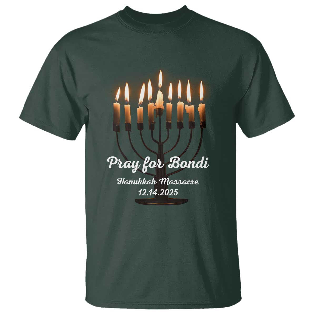 Pray for Bondi Australia Hanukkah Dec 14 2025 T Shirt Menorah Lights Jewish Faith Memorial - Wonder Print Shop