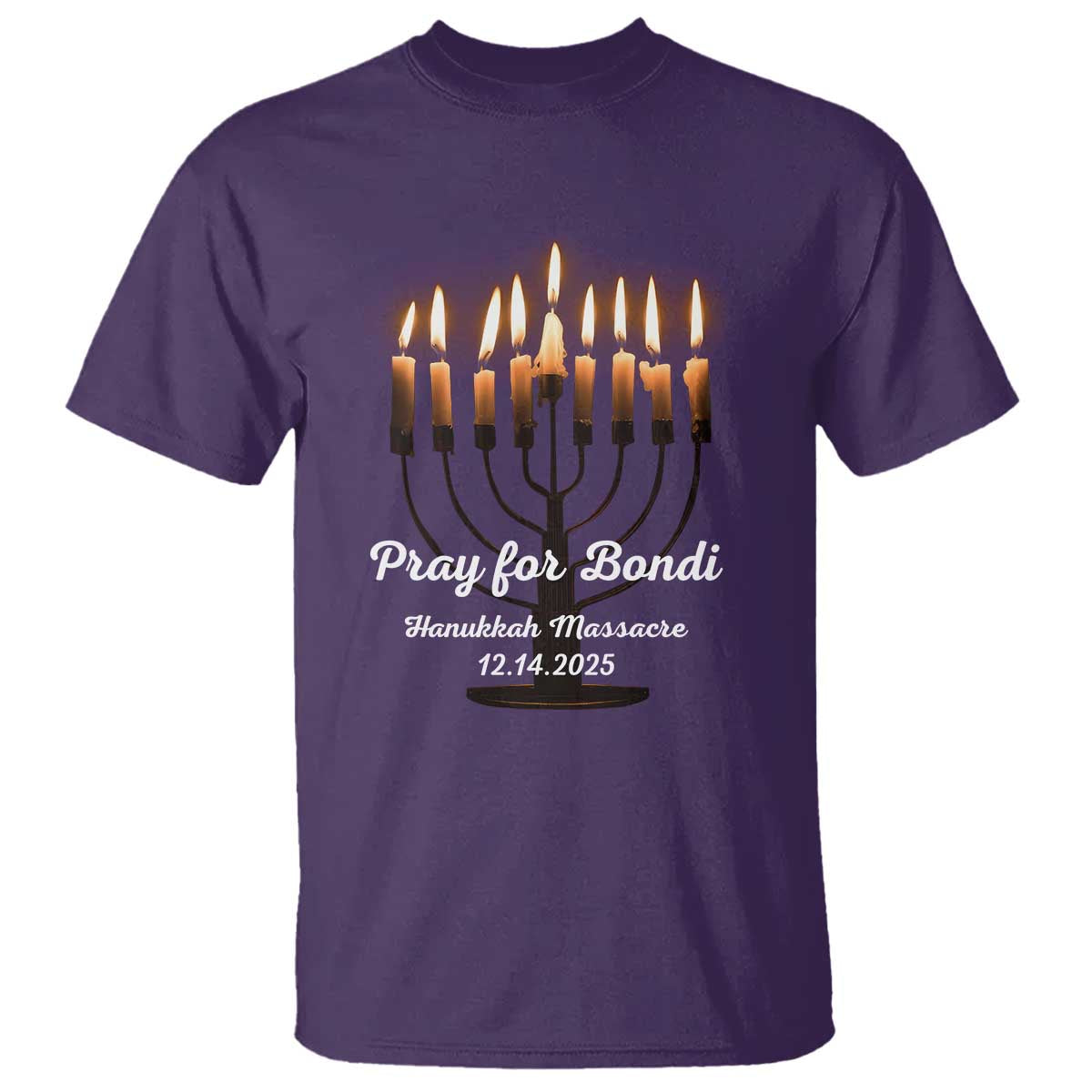 Pray for Bondi Australia Hanukkah Dec 14 2025 T Shirt Menorah Lights Jewish Faith Memorial - Wonder Print Shop