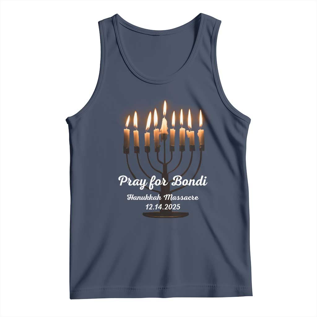 Pray for Bondi Australia Hanukkah Dec 14 2025 Tank Top Menorah Lights Jewish Faith Memorial - Wonder Print Shop