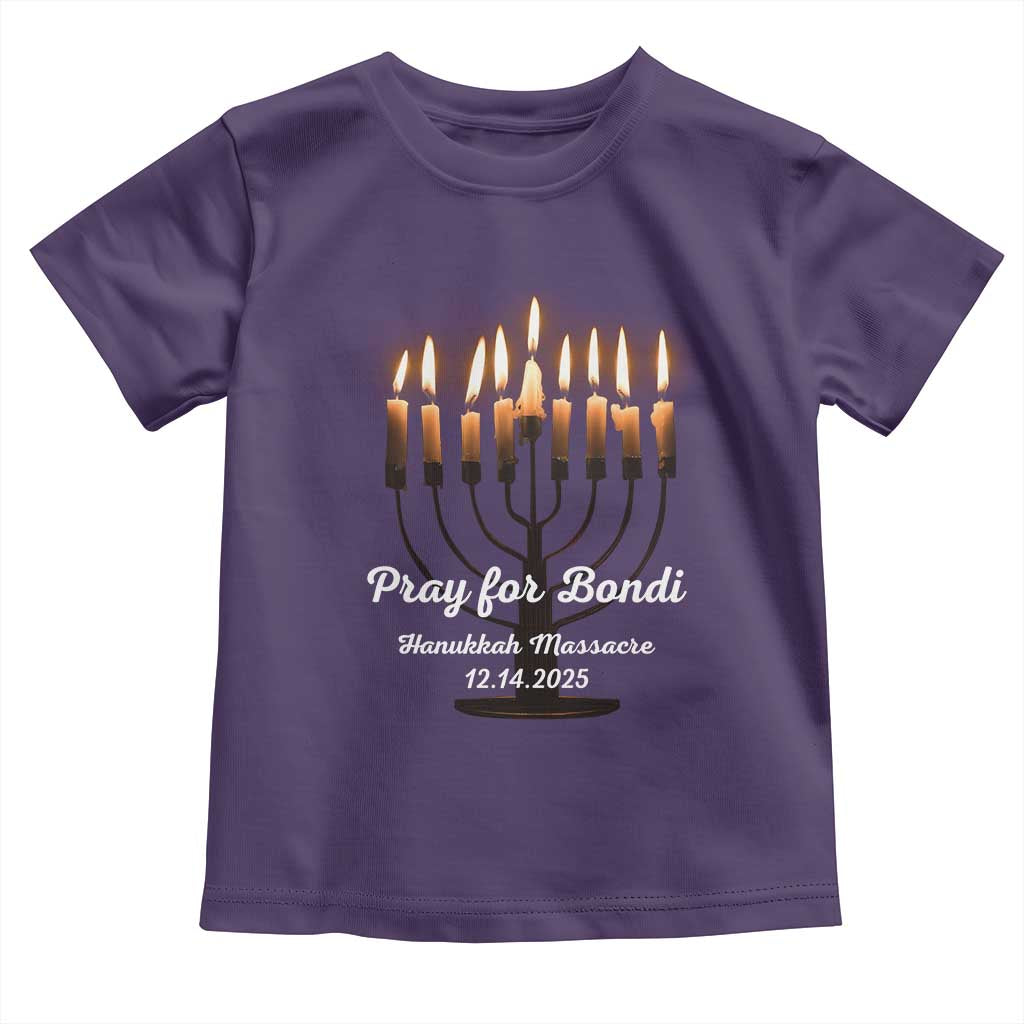 Pray for Bondi Australia Hanukkah Dec 14 2025 Toddler T Shirt Menorah Lights Jewish Faith Memorial - Wonder Print Shop