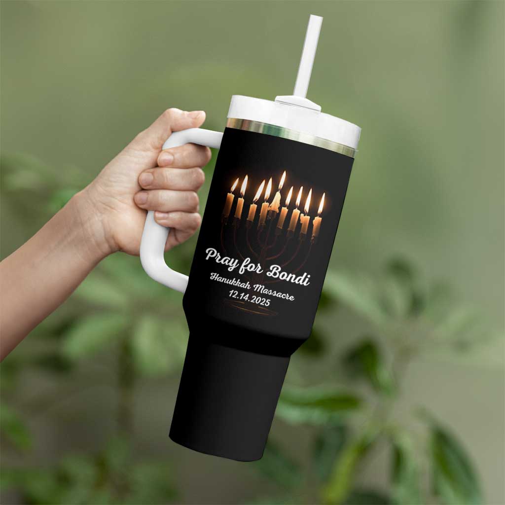 Pray for Bondi Australia Hanukkah Dec 14 2025 Tumbler With Handle Menorah Lights Jewish Faith Memorial - Wonder Print Shop