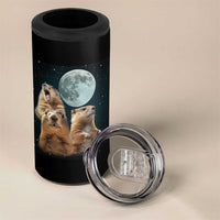 Funny Groundhog Meme 4 in 1 Can Cooler Tumbler Woodchucks Under The Moon