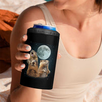Funny Groundhog Meme 4 in 1 Can Cooler Tumbler Woodchucks Under The Moon