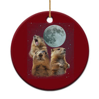 Funny Three Groundhog Meme Ceramic Ornament Woodchucks Under The Moon - Wonder Print Shop