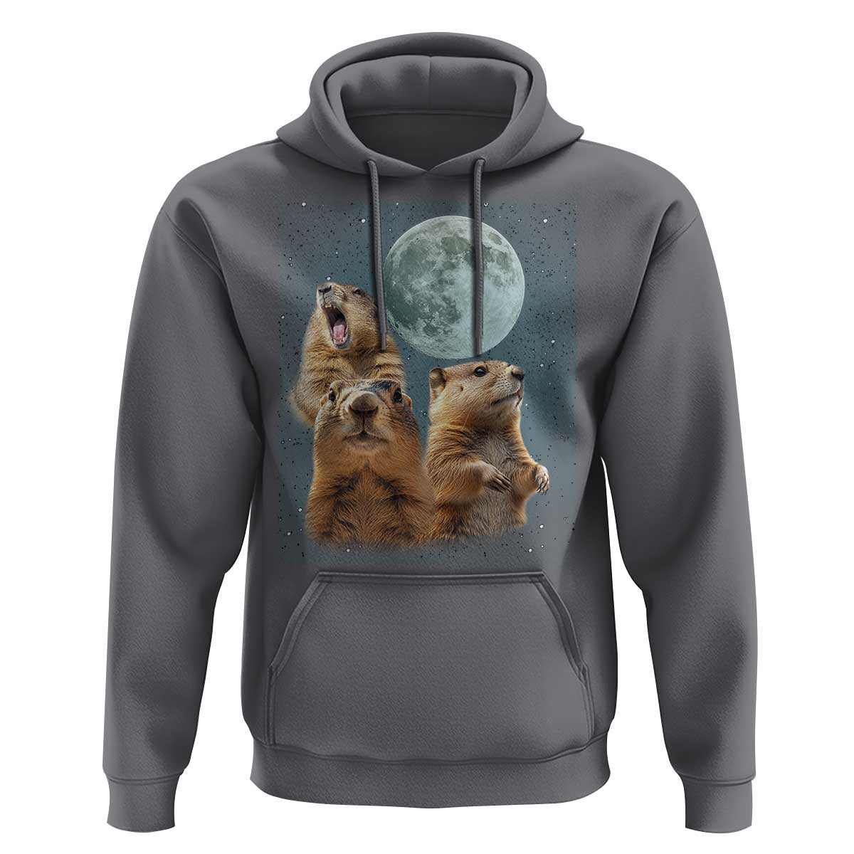Funny Three Groundhog Meme Hoodie Woodchucks Under The Moon