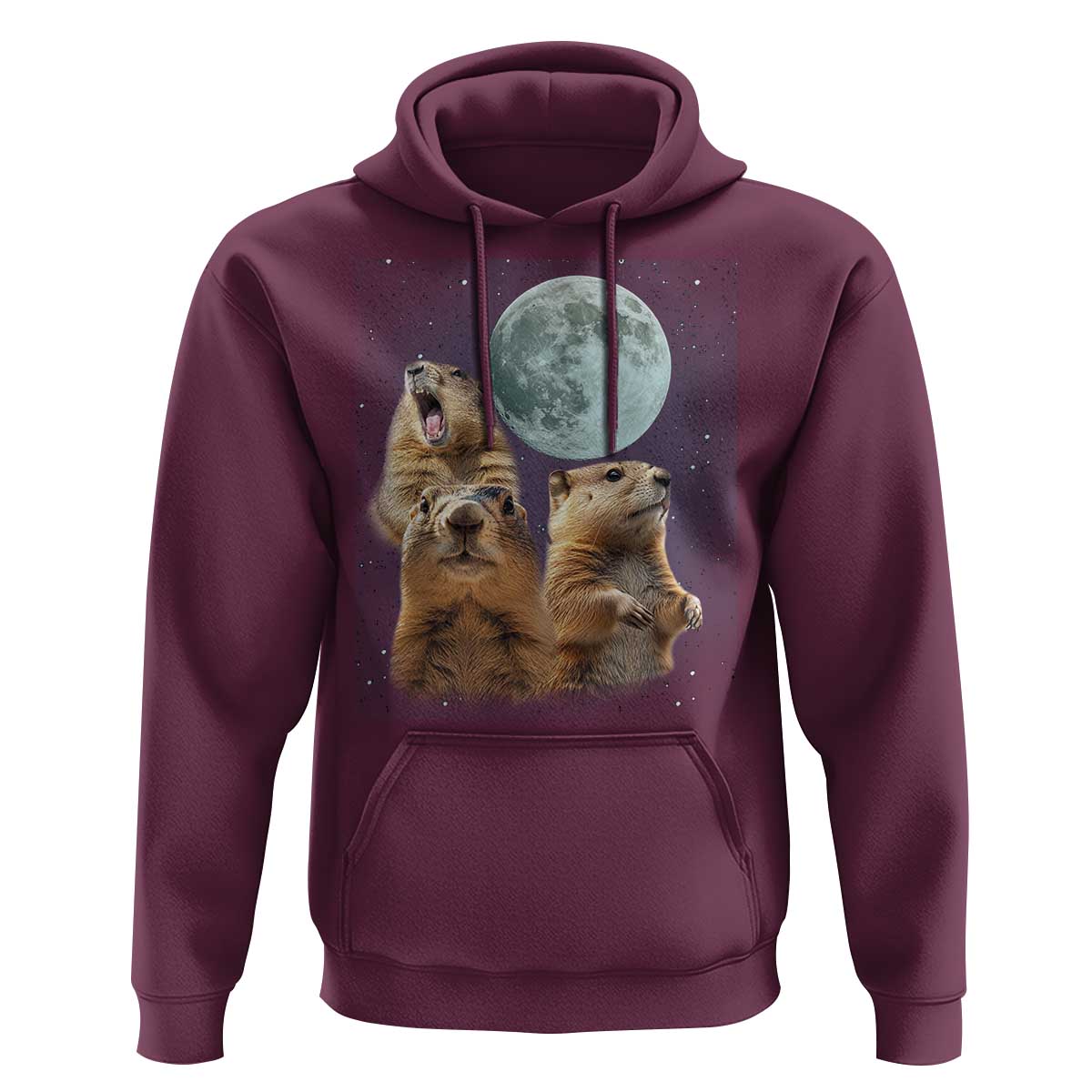 Funny Three Groundhog Meme Hoodie Woodchucks Under The Moon