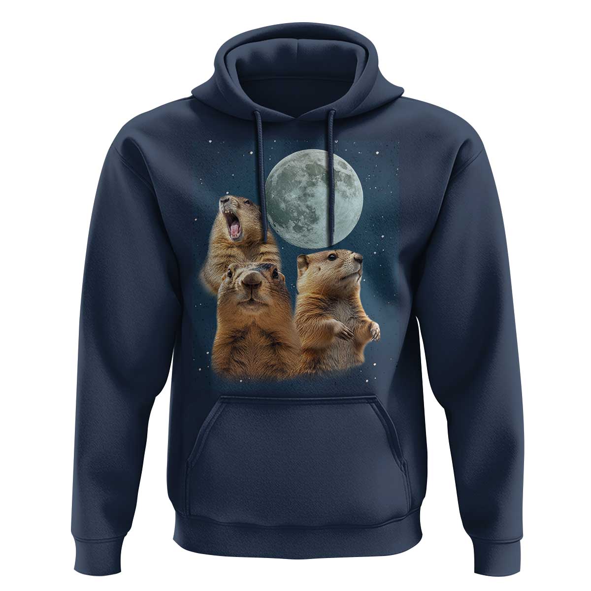 Funny Three Groundhog Meme Hoodie Woodchucks Under The Moon