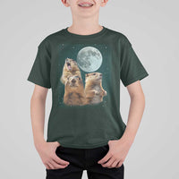 Funny Three Groundhog Meme T Shirt For Kid Woodchucks Under The Moon