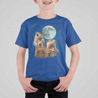 Funny Three Groundhog Meme T Shirt For Kid Woodchucks Under The Moon