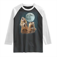 Funny Groundhog Meme Raglan Shirt Woodchucks Under The Moon