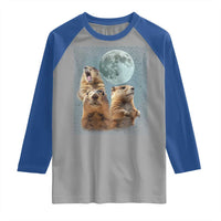 Funny Groundhog Meme Raglan Shirt Woodchucks Under The Moon