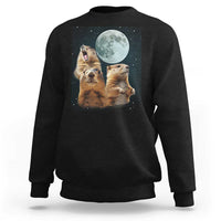Funny Three Groundhog Meme Sweatshirt Woodchucks Under The Moon