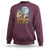 Funny Three Groundhog Meme Sweatshirt Woodchucks Under The Moon