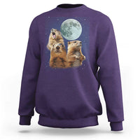 Funny Three Groundhog Meme Sweatshirt Woodchucks Under The Moon